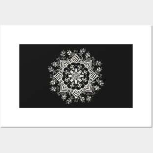 Floral Mandala - Navy Posters and Art